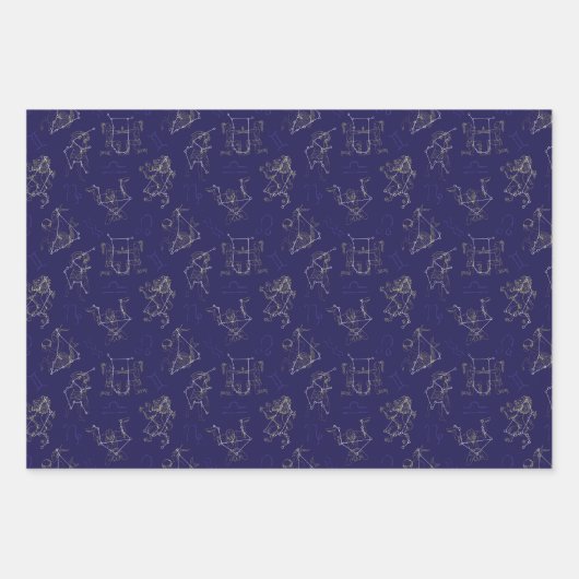 〔占星術の〕十二宮図のシンボルや象徴星、星座 ラッピングペーパーシート (正面2)