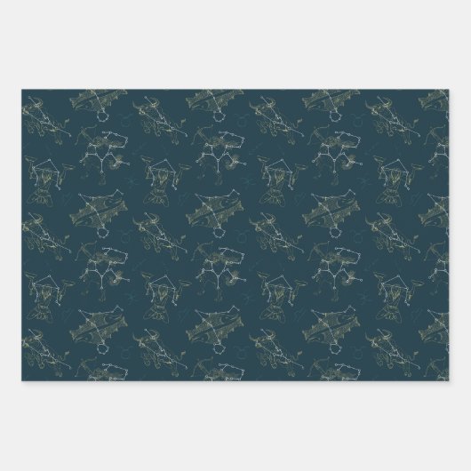 〔占星術の〕十二宮図のシンボルや象徴星、星座 ラッピングペーパーシート (正面)