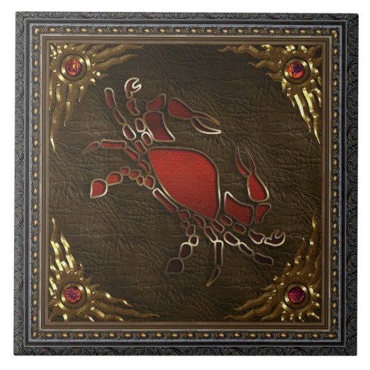 (占星術の)十二宮図のタイル-蟹座 タイル (正面)