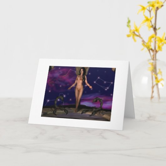 (占星術の)十二宮図のハッピーバースデーの~の蠍座 カード (黄色い花)