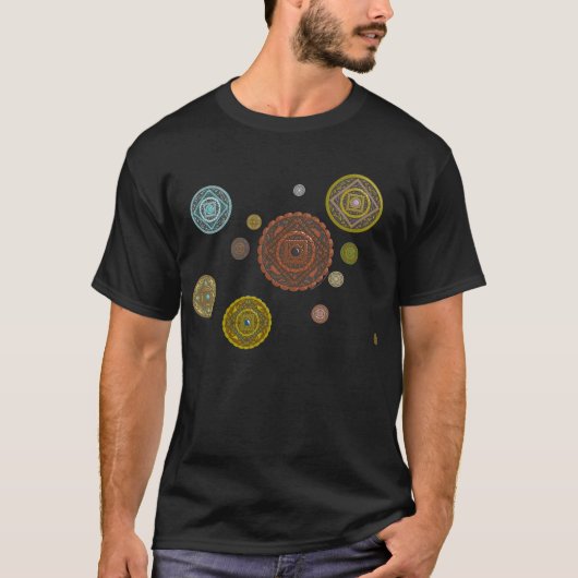 (占星術の)十二宮図の人の暗いTシャツ Tシャツ (正面)