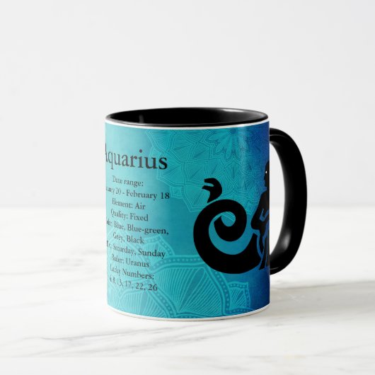(占星術の)十二宮図の占星術の占星術の印のアクエリアスのマグ マグカップ (正面右)
