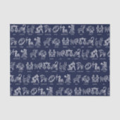 (占星術の)十二宮図の印のティッシュペーパー(青い) 薄葉紙 (正面)