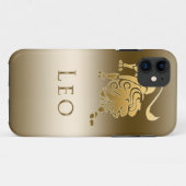(占星術の)十二宮図の印のレオの金ゴールド Case-Mate iPhoneケース (裏面(横))