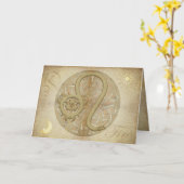 (占星術の)十二宮図の印のレオ挨拶およびNotecards カード (黄色い花)