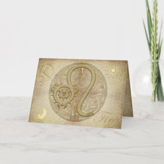 (占星術の)十二宮図の印のレオ挨拶およびNotecards カード (正面)