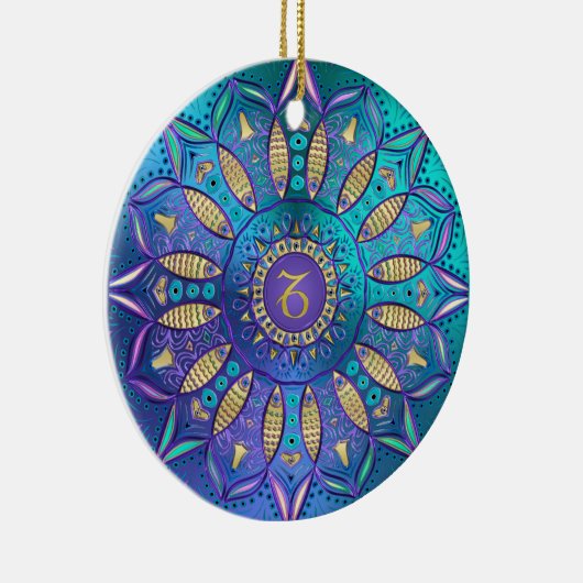 (占星術の)十二宮図の印の山羊座の曼荼羅のクリスマスのオーナメント セラミックオーナメント (右)