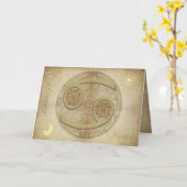 (占星術の)十二宮図の印の蟹座の挨拶およびNotecards カード (黄色い花)