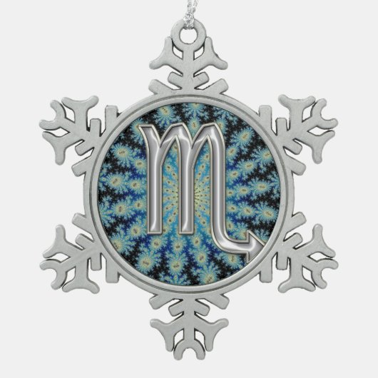 (占星術の)十二宮図の印の蠍座のクリスマスのオーナメント スノーフレークピューターオーナメント (正面)
