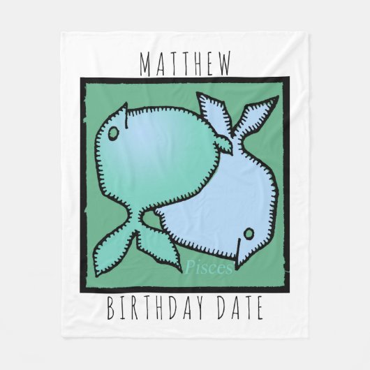 (占星術の)十二宮図の印の魚類のパーソナライズな誕生日毛布 フリースブランケット (正面)