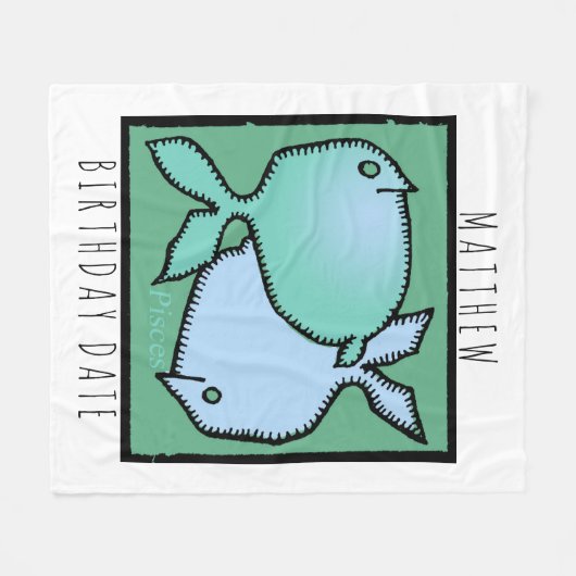 (占星術の)十二宮図の印の魚類のパーソナライズな誕生日毛布 フリースブランケット (正面(横))