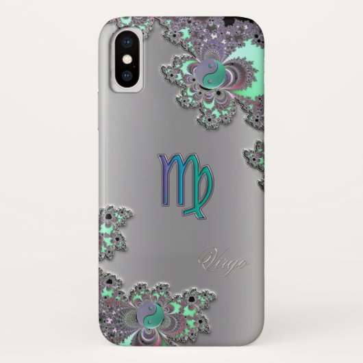 (占星術の)十二宮図の印の《星座》乙女座の銀のフラクタルのiPhone Xの場合 Case-Mate iPhoneケース (裏面)
