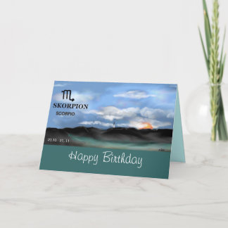 (占星術の)十二宮図の印、蠍座-ハッピーバースデー カード