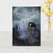 (占星術の)十二宮図の女の子の挨拶状-アクエリアス カード (黄色い花)