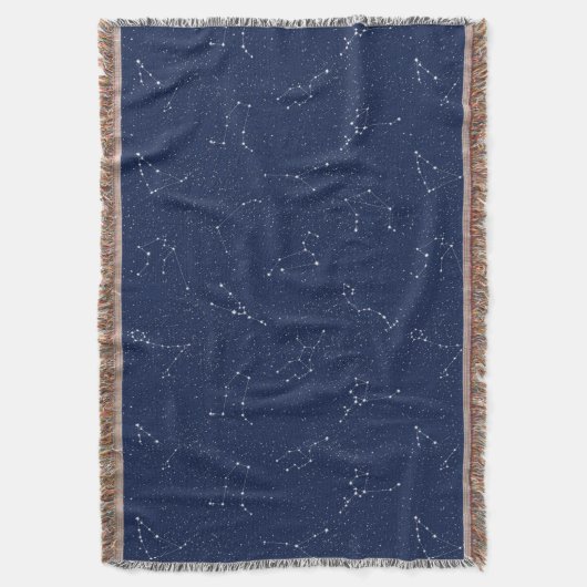 〔占星術の〕十二宮図の星座とダークブルーの星空 スローブランケット (正面縦)