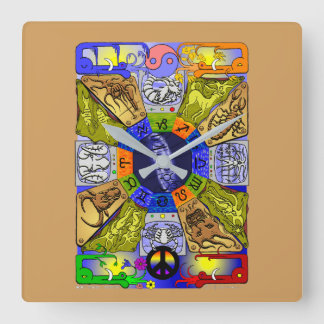 (占星術の)十二宮図の時計 スクエア壁時計