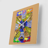 (占星術の)十二宮図の時計 スクエア壁時計 (傾斜)