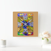 (占星術の)十二宮図の時計 スクエア壁時計 (ホーム)