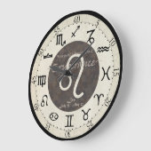 (占星術の)十二宮図の時計-レオ ラージ壁時計 (傾斜)