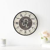 (占星術の)十二宮図の時計-レオ ラージ壁時計 (ホーム)