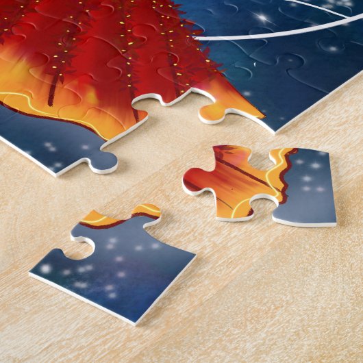 〔占星術の〕十二宮図の牡羊座の女神と惑星火星天空 ジグソーパズル (側面)