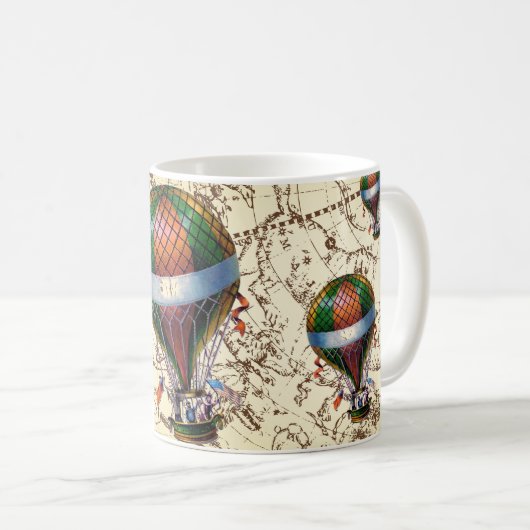 (占星術の)十二宮図の空旅行はえの熱気の気球 コーヒーマグカップ (正面右)