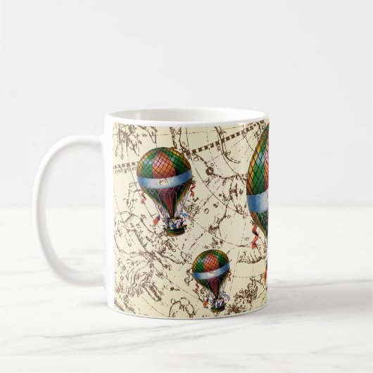(占星術の)十二宮図の空旅行はえの熱気の気球 コーヒーマグカップ (左)