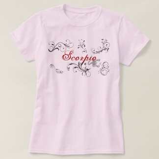 (占星術の)十二宮図の蠍座の蠍のTシャツの赤いレタリング Tシャツ