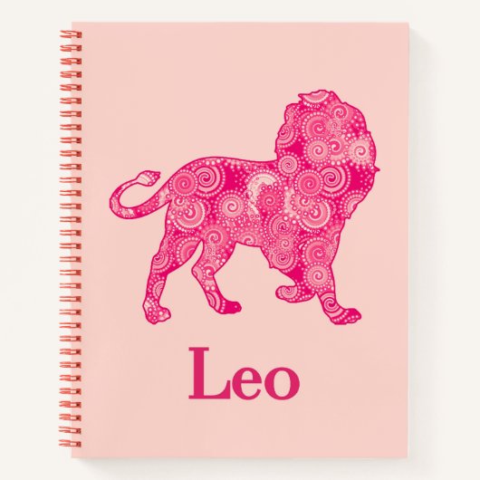 〔占星術の〕十二宮図の赤いフラクタルの日誌のLeoのサイン ノートブック (正面)