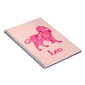 〔占星術の〕十二宮図の赤いフラクタルパターンのLeoのサイン ノートブック (右側)