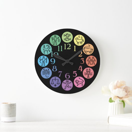 (占星術の)十二宮図の車輪のカラフルな占星術は宇宙に署名します ラージ壁時計 (ホーム)