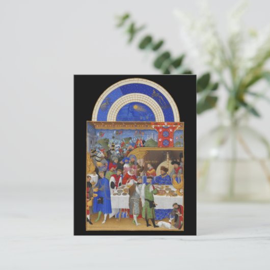 (占星術の)十二宮図の1月の中世山羊座及びアクエリアス ポストカード (スタンド正面)