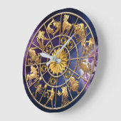 (占星術の)十二宮図はカスタムな6メンバー家族の金ゴールドの星に署名します ラージ壁時計 (傾斜)