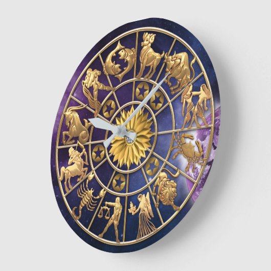 (占星術の)十二宮図はカスタムな6メンバー家族の金ゴールドの星に署名します ラージ壁時計 (傾斜)