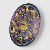 (占星術の)十二宮図はカスタムな6メンバー家族の金ゴールドの星に署名します ラージ壁時計 (傾斜)