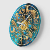(占星術の)十二宮図はカスタムな8人の家族の金ゴールドの星に署名します ラージ壁時計 (傾斜)