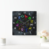 (占星術の)十二宮図は一緒に署名します スクエア壁時計 (ホーム)