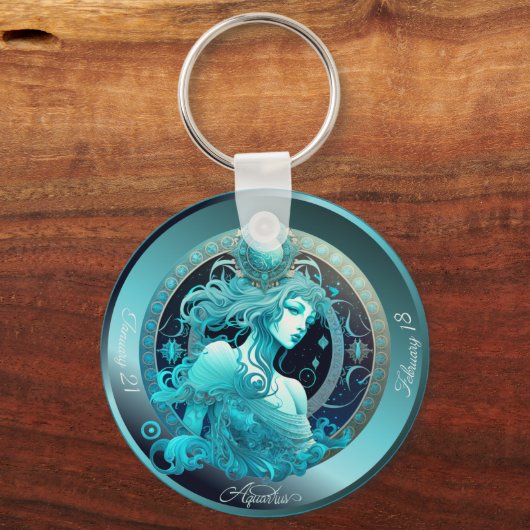 〔占星術の〕十二宮図アクアリウスカスタマイズパソナルキーチェーン キーホルダー (正面)
