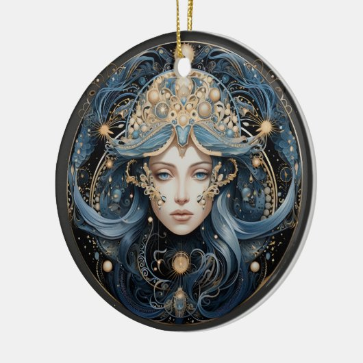 〔占星術の〕十二宮図アクアリパーソナライズされたウス星占オーナメント セラミックオーナメント (左)