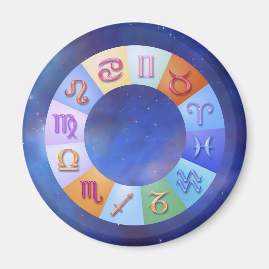 〔占星術の〕十二宮図アクアリングや輪イン宇宙 マグネット (正面)