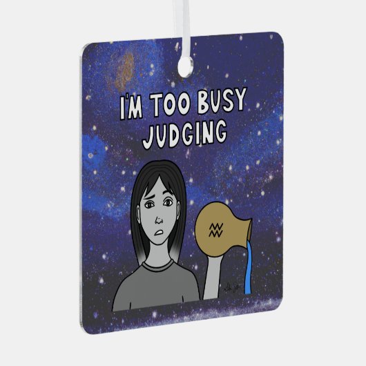 〔占星術の〕十二宮図アクエリアス「判断し過ぎ忙している」 メタルオーナメント (正面右)