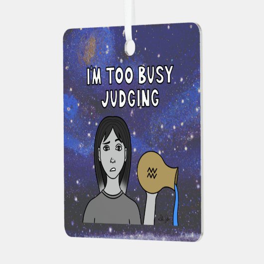 〔占星術の〕十二宮図アクエリアス「判断し過ぎ忙している」 メタルオーナメント (正面左)