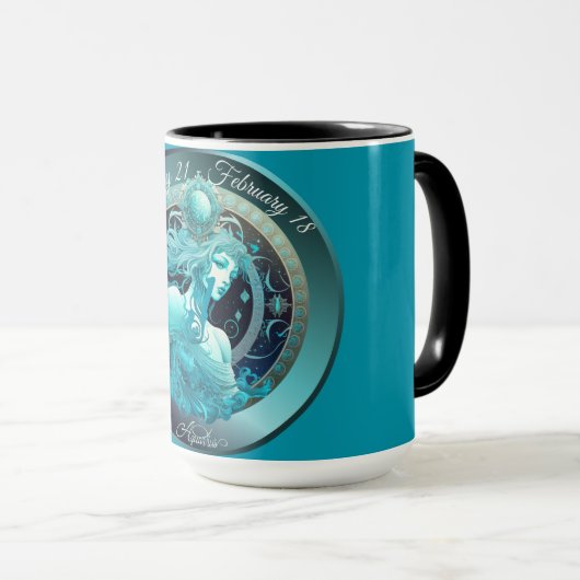 〔占星術の〕十二宮図アクエリアス"1月21日~2月18日" マグカップ (正面右)