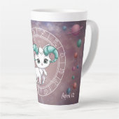〔占星術の〕十二宮図アリーかわいいキャットホイール星占い カフェラテマグ (右アングル)