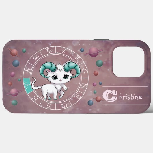 〔占星術の〕十二宮図アリーかわいいキャットホイール星占い Case-Mate iPhoneケース (裏面 (横))