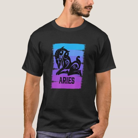 〔占星術の〕十二宮図アリー物ラムシンボルアストロロジータロットホロ Tシャツ (正面)