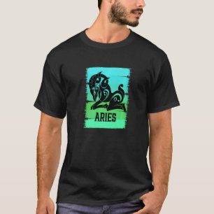 〔占星術の〕十二宮図アリー物ラムシンボルスターサインマーチバート Tシャツ