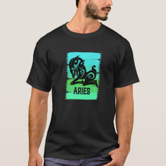 〔占星術の〕十二宮図アリー物ラムシンボルスターサインマーチバート Tシャツ