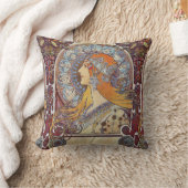 〔占星術の〕十二宮図アンドザティアラアルフォンスミュシャファインアート クッション (ブランケット)