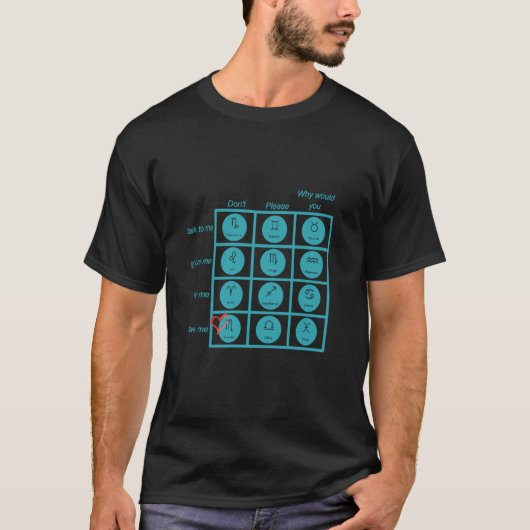 〔占星術の〕十二宮図インタラクションチャート蠍座版アストロロジー Tシャツ (正面)